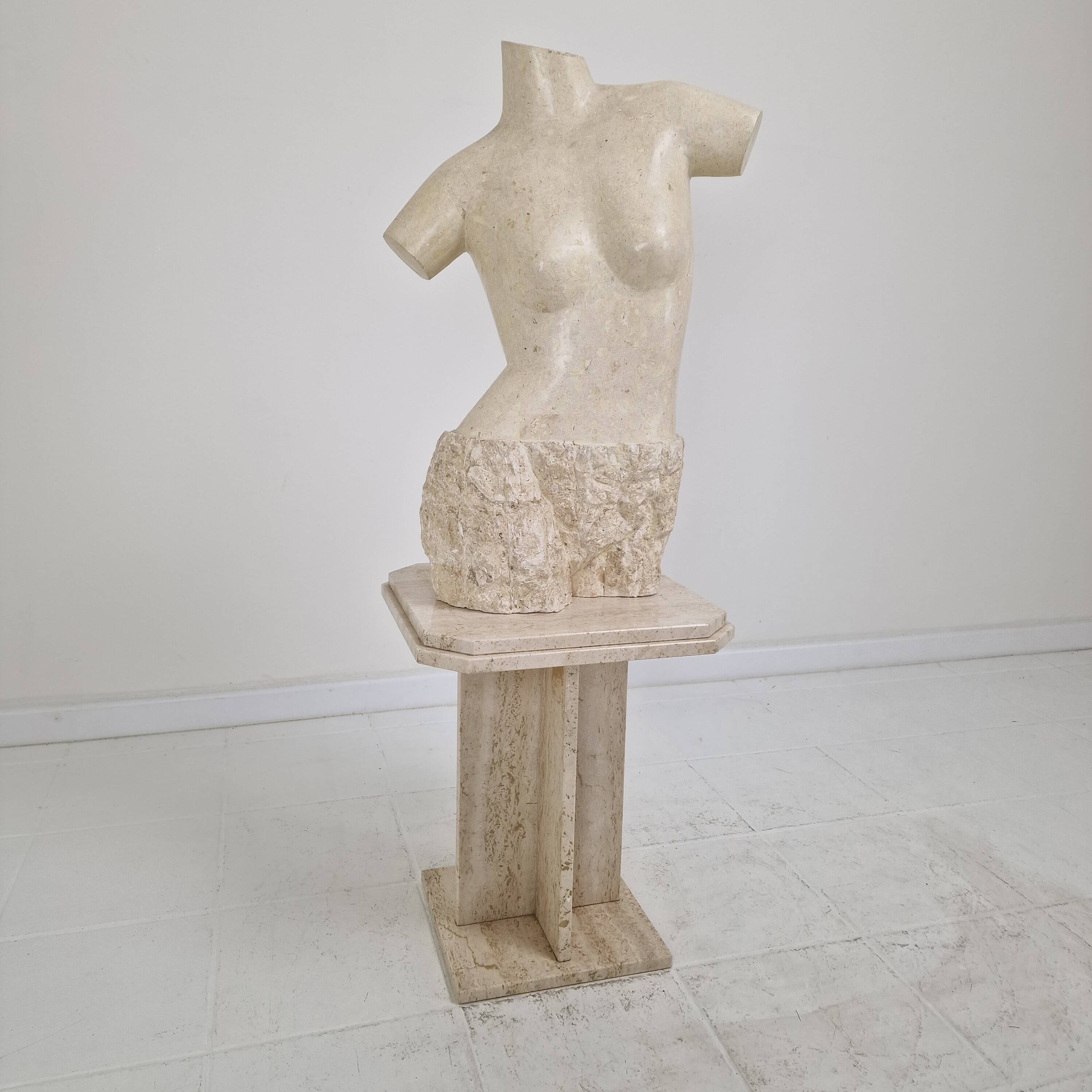 Sculptural Contemporary Female Torso Crafted from Layered Reclaimed Mactan