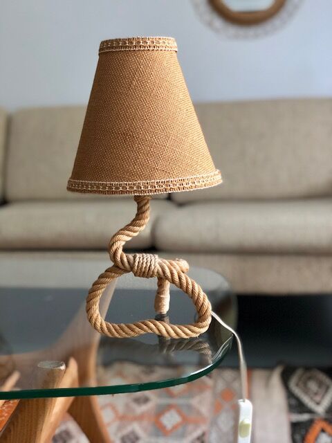 Table lamp rope and raffia
