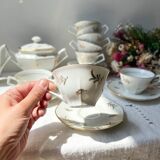 Vintage tea/coffee set in white porcelain with Limoges gold trim