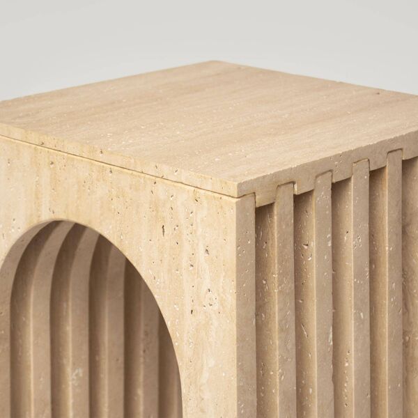 Table d'appoint balance en travertin