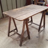 Table wood tray on trestles 130 cm