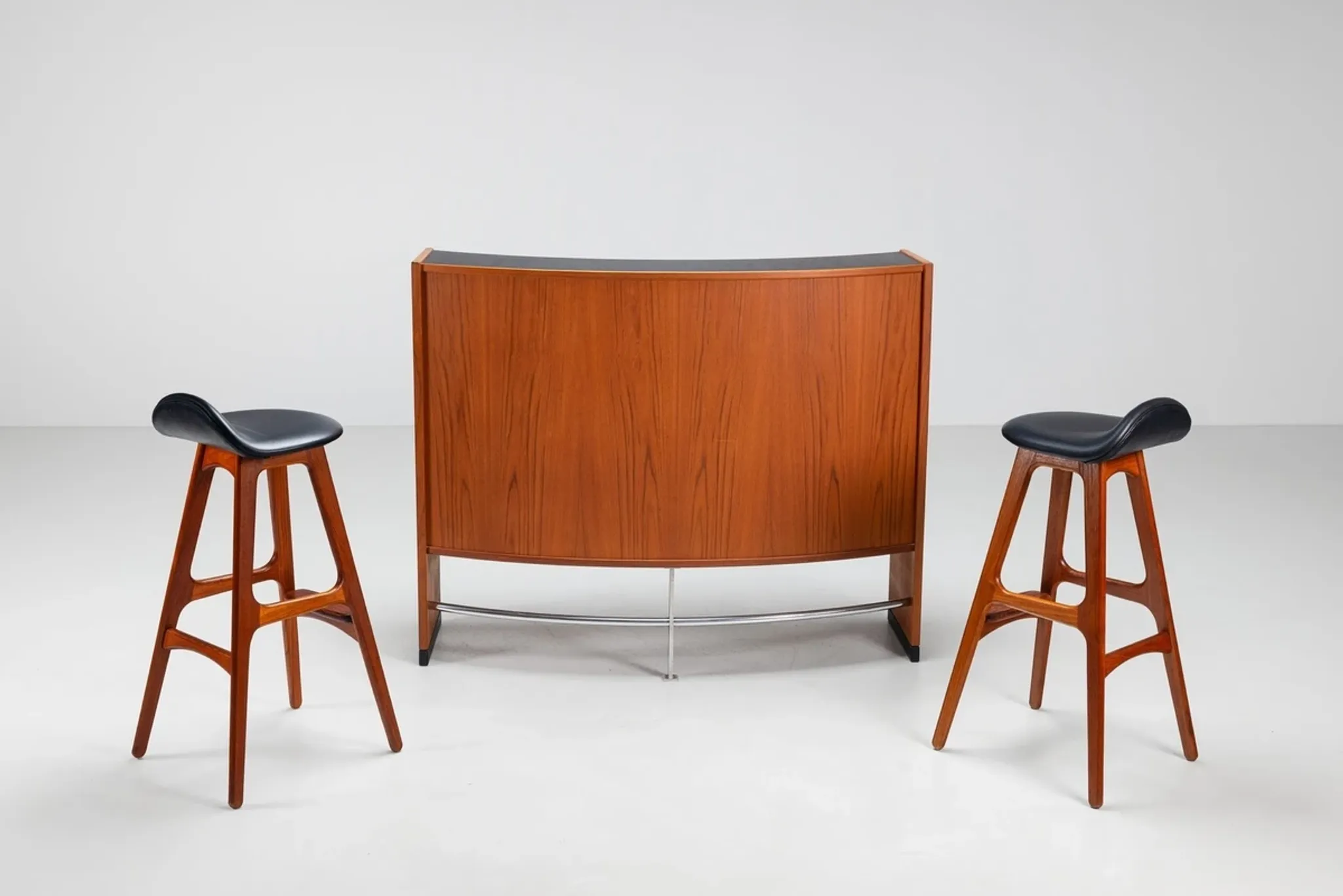 Erik Buch boomerang dry bar set in teak Dyrlund Denmark 1960