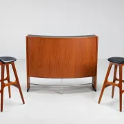 Erik Buch boomerang dry bar set in teak Dyrlund Denmark 1960