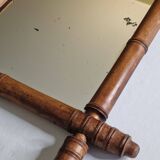 Miroir ancien de style bambou en bois tourné – fin XIXe siècle, 62 x 42 cm