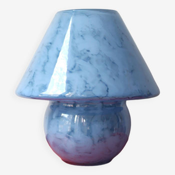 Lampe champignon verre bleu 70 80