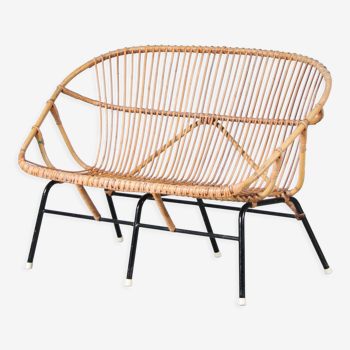 1950s Rattan 2-seater sofa by Rohé, Netherlands