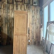 Large asymmetrical Art Deco wardrobe with three doors in oak (renovated)