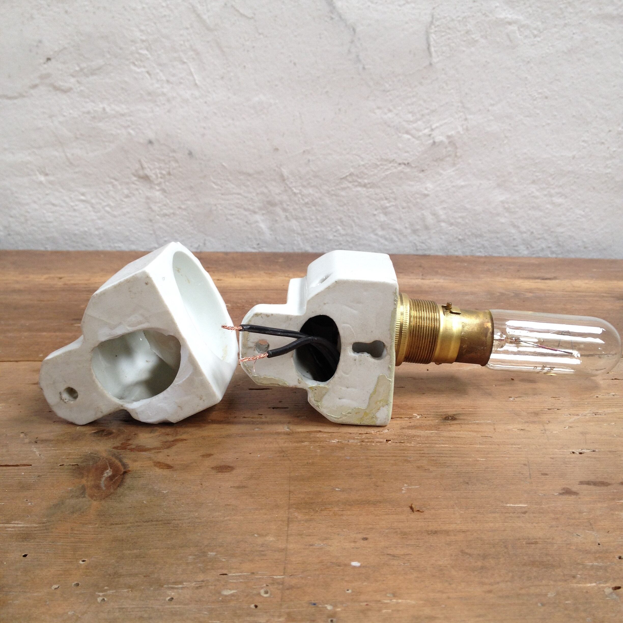 Art deco sconce, porcelain and opaline tube