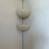 Pair of vintage corner sconces, matte white porcelain, France 1970