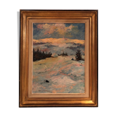Huile sur panneau signée Hans Hermann (1858-1942), " Paysage enneigé ", XIXème