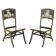 Pair of military folding chairs with Indian decoration.