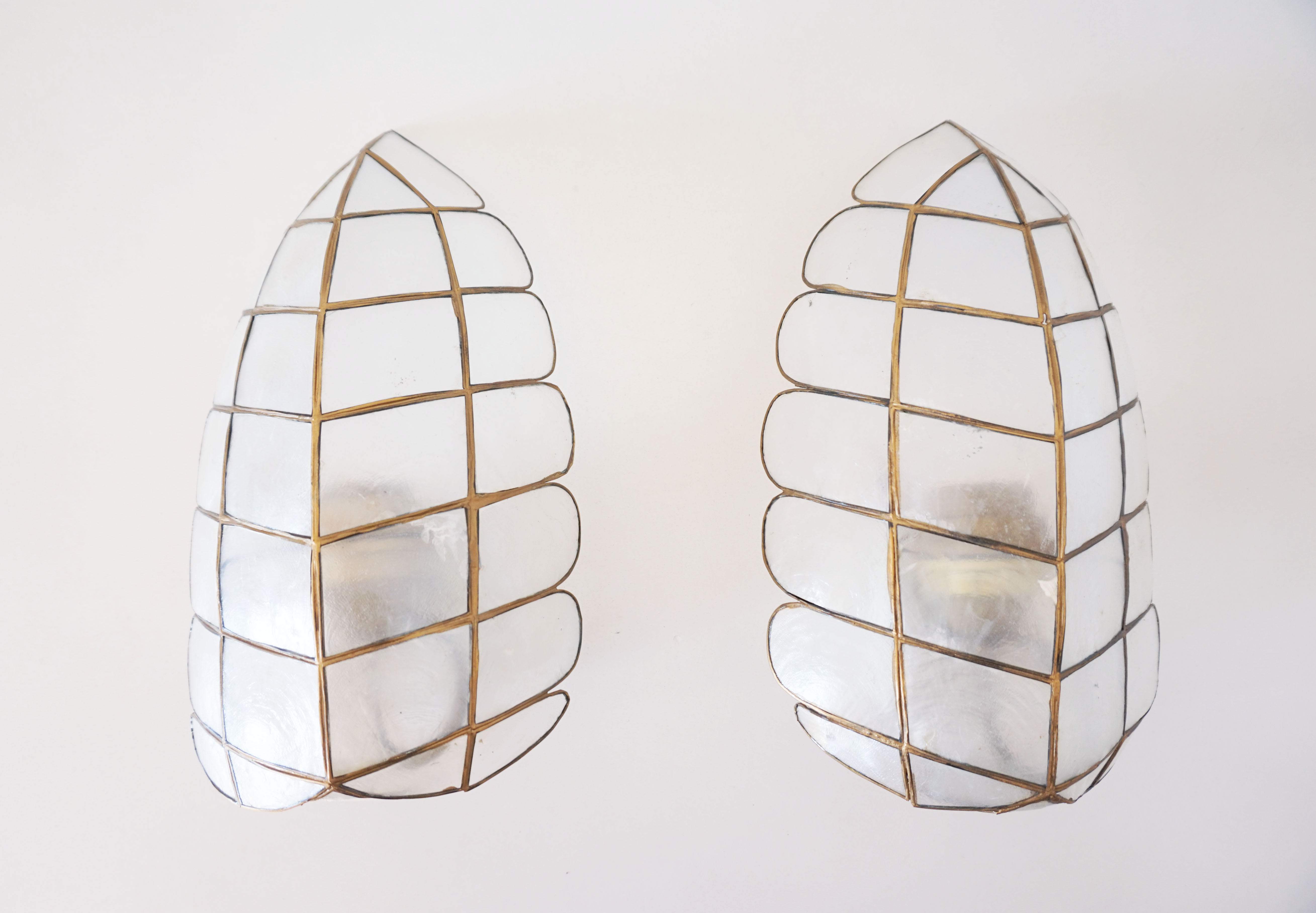 Pair of mother-of-pearl sconces