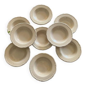 Series of 9 hollow earthenware plates Moulin des Loups