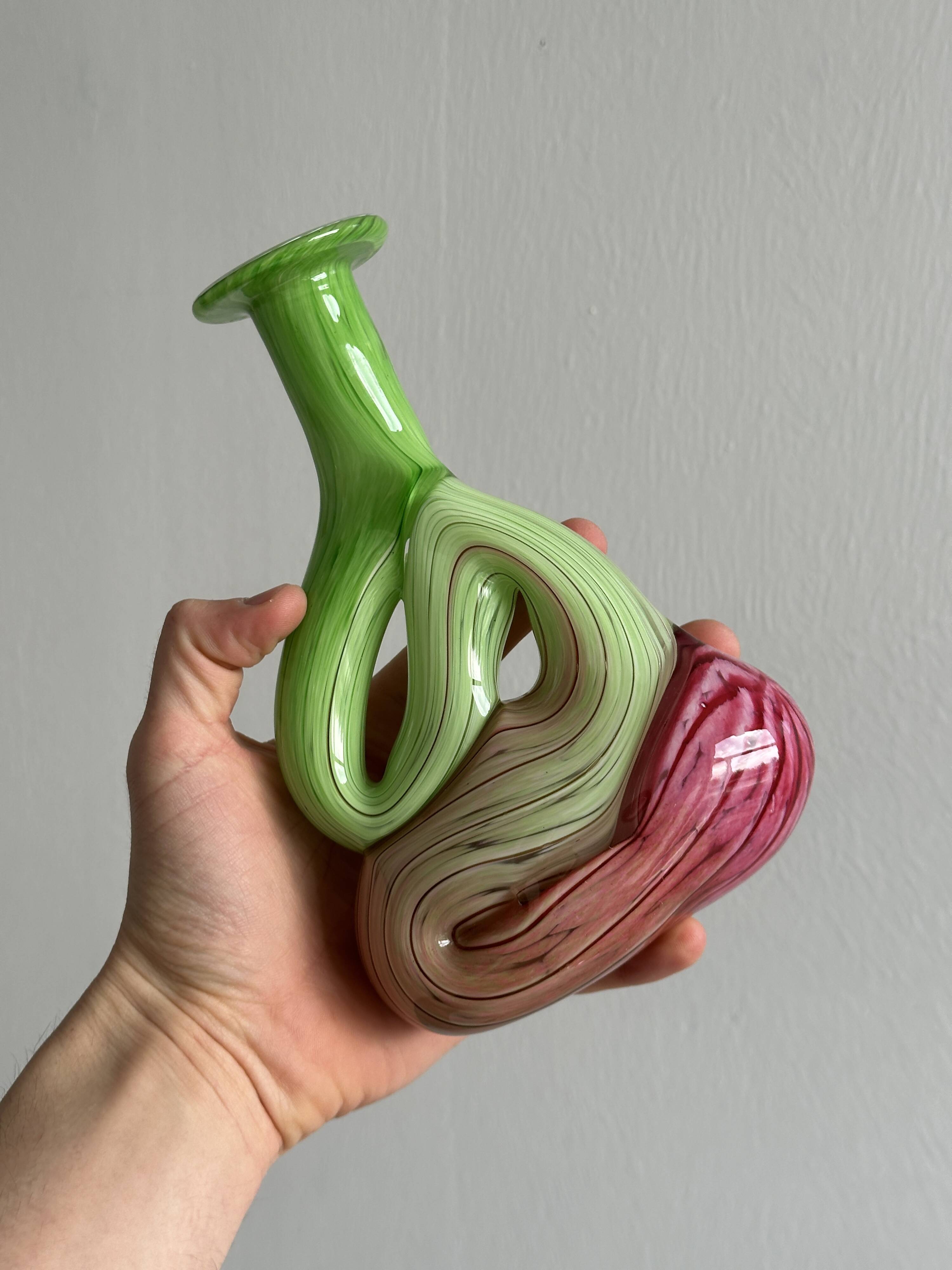 2 blown glass soliflore vases