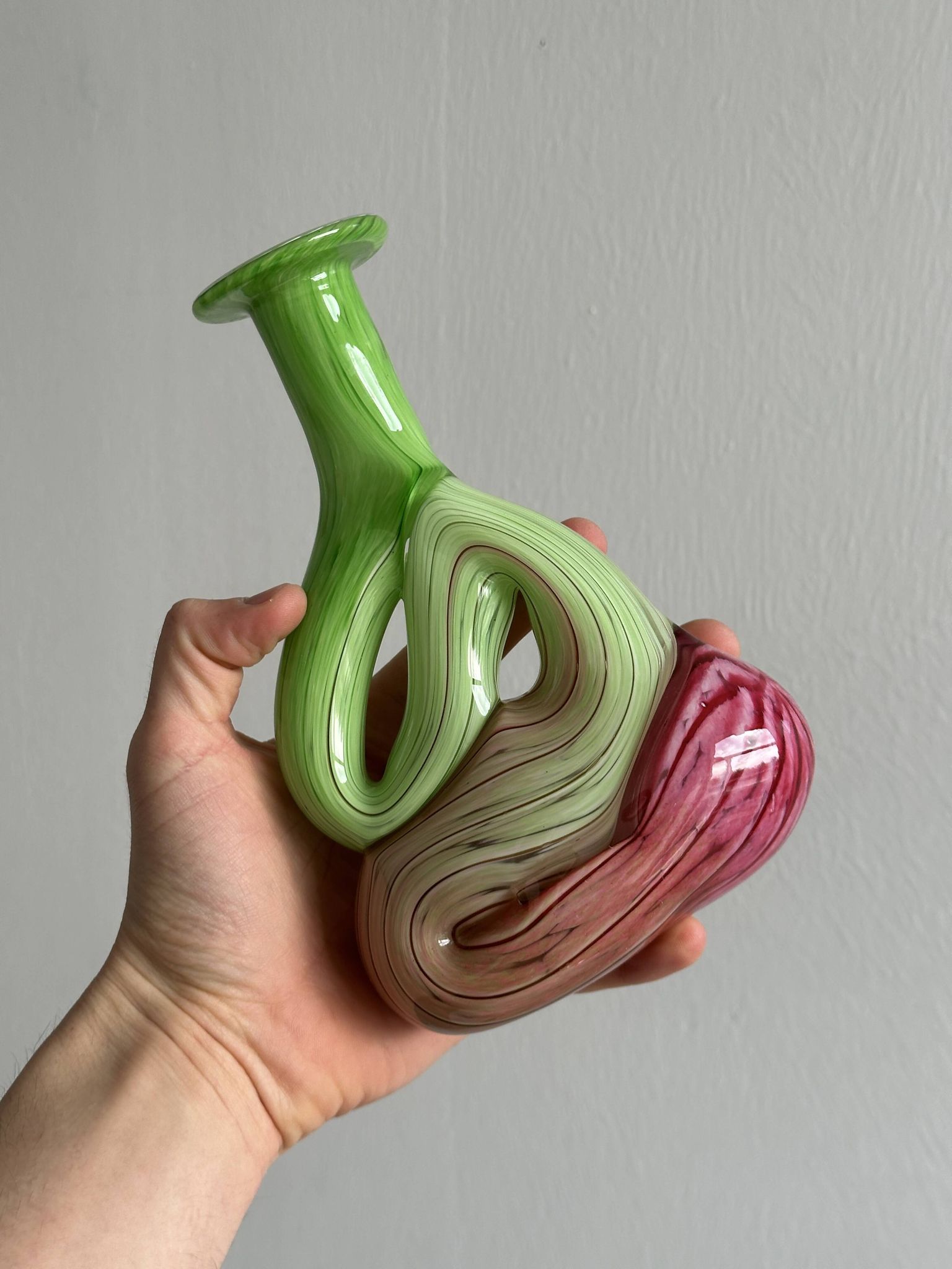 2 vases soliflores en verre soufflé