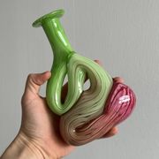 2 vases soliflores en verre soufflé