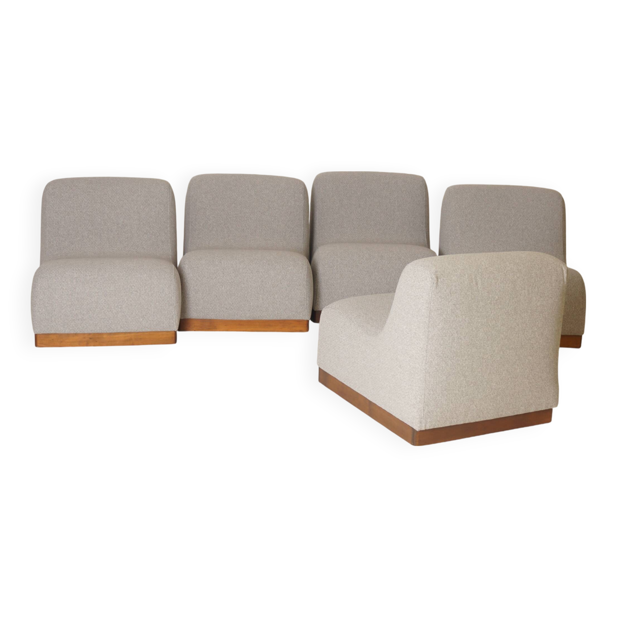 Set of Five Modular reupholstered sofa, 1970