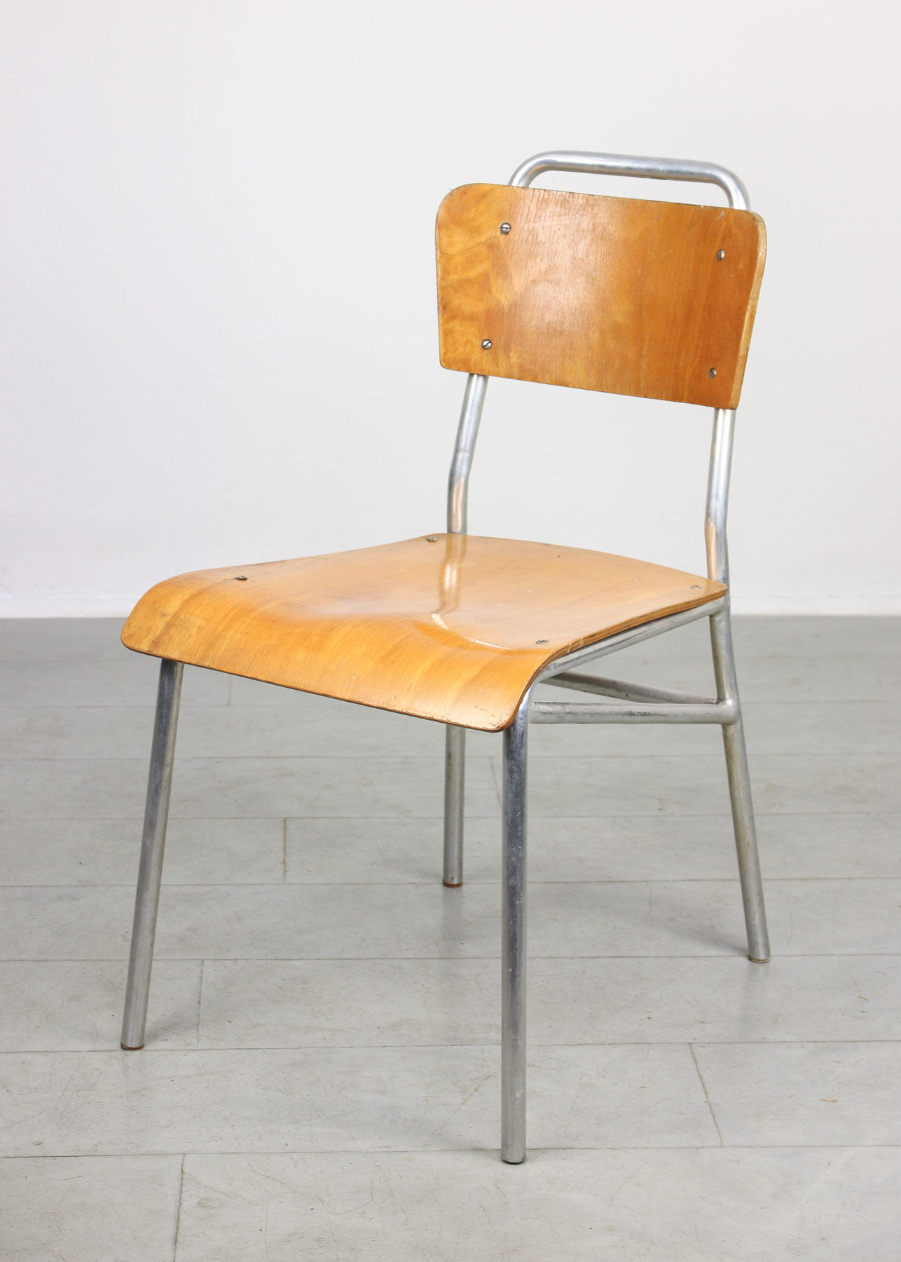 Mid-century Plywood Aluminum Chair, set of 2