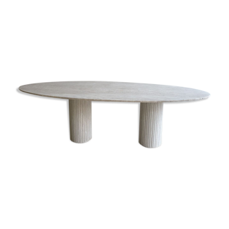Natural travertine calypso oval dining table 240x100