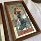 Set of 3 mirrors screen-printed Mucha, the 4 seasons -lack summer-
