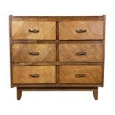CHEST OF DRAWERS 3 Drawers - Oak - Design - Vintage - 50 60 70's