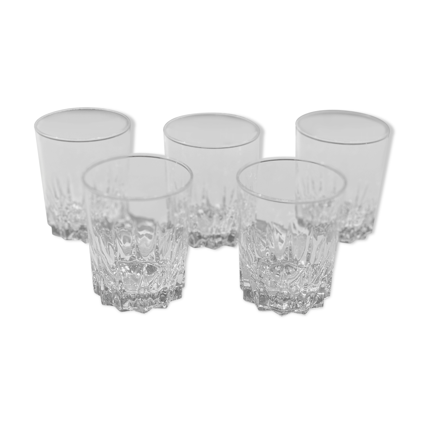 5 vintage whiskey glasses