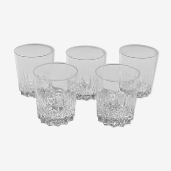 5 vintage whiskey glasses