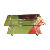 Table basse vintage en verre et plexiglas