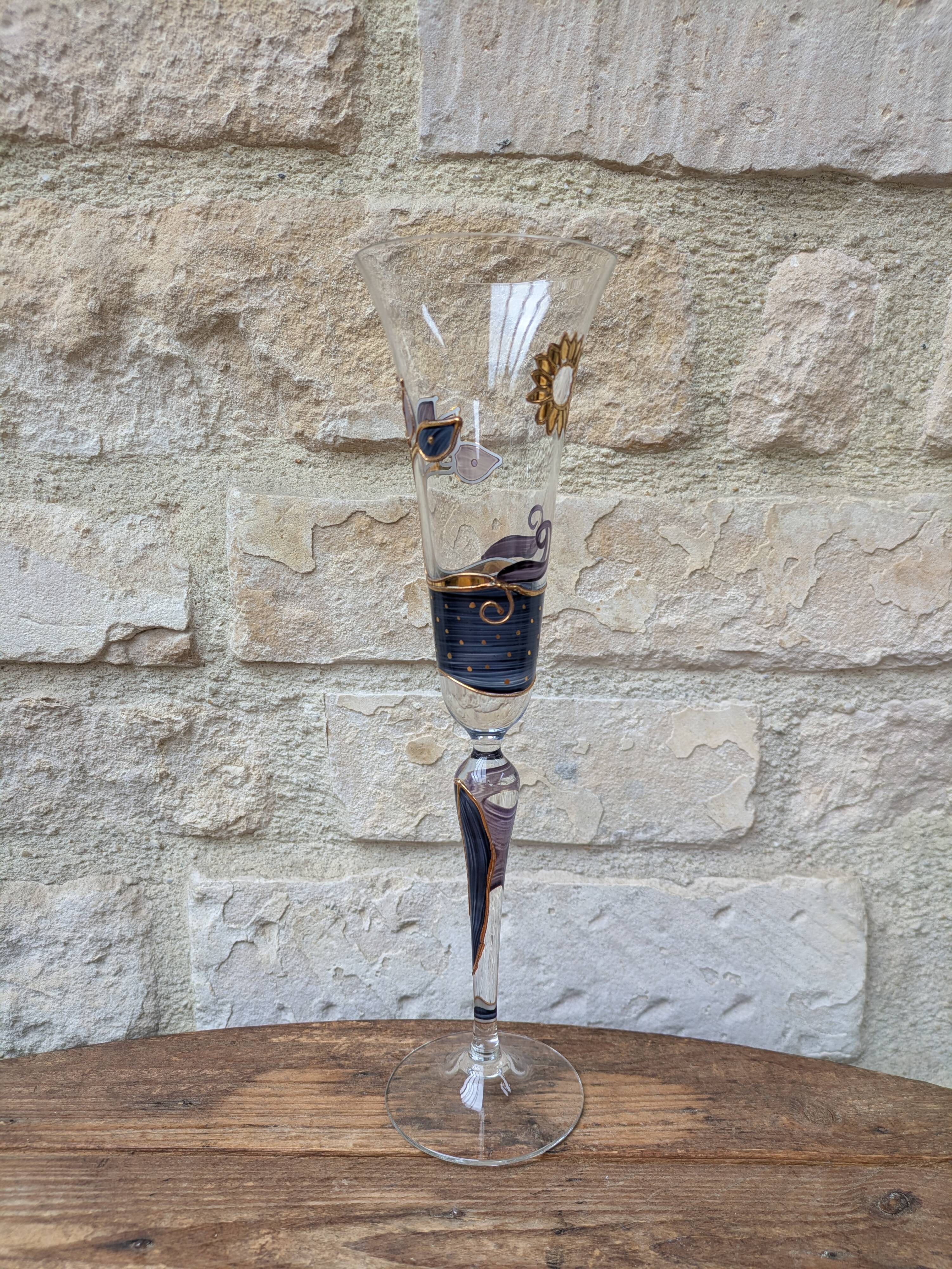 Champagne flute Paul Nagel collection Rêveries model Nocturne hand-painted