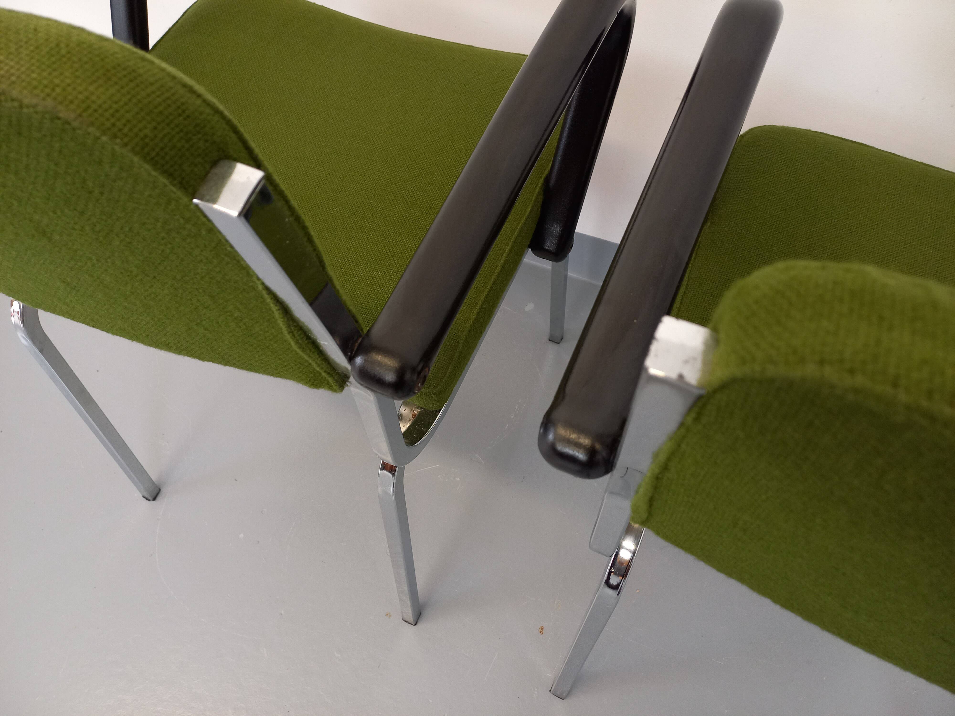 Pair of vintage fabric and chrome armchairs from the 70s