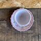 Vintage Ceramic Egg Cup on Stand with Pink Flower Decoration #D984