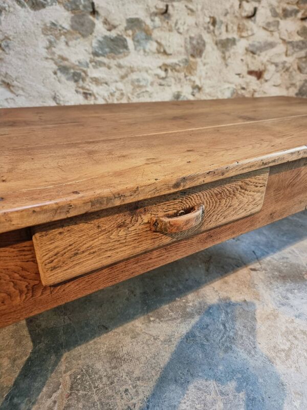 Table de ferme ancienne en chêne, table à manger, Auvergne, vers 1750–1800