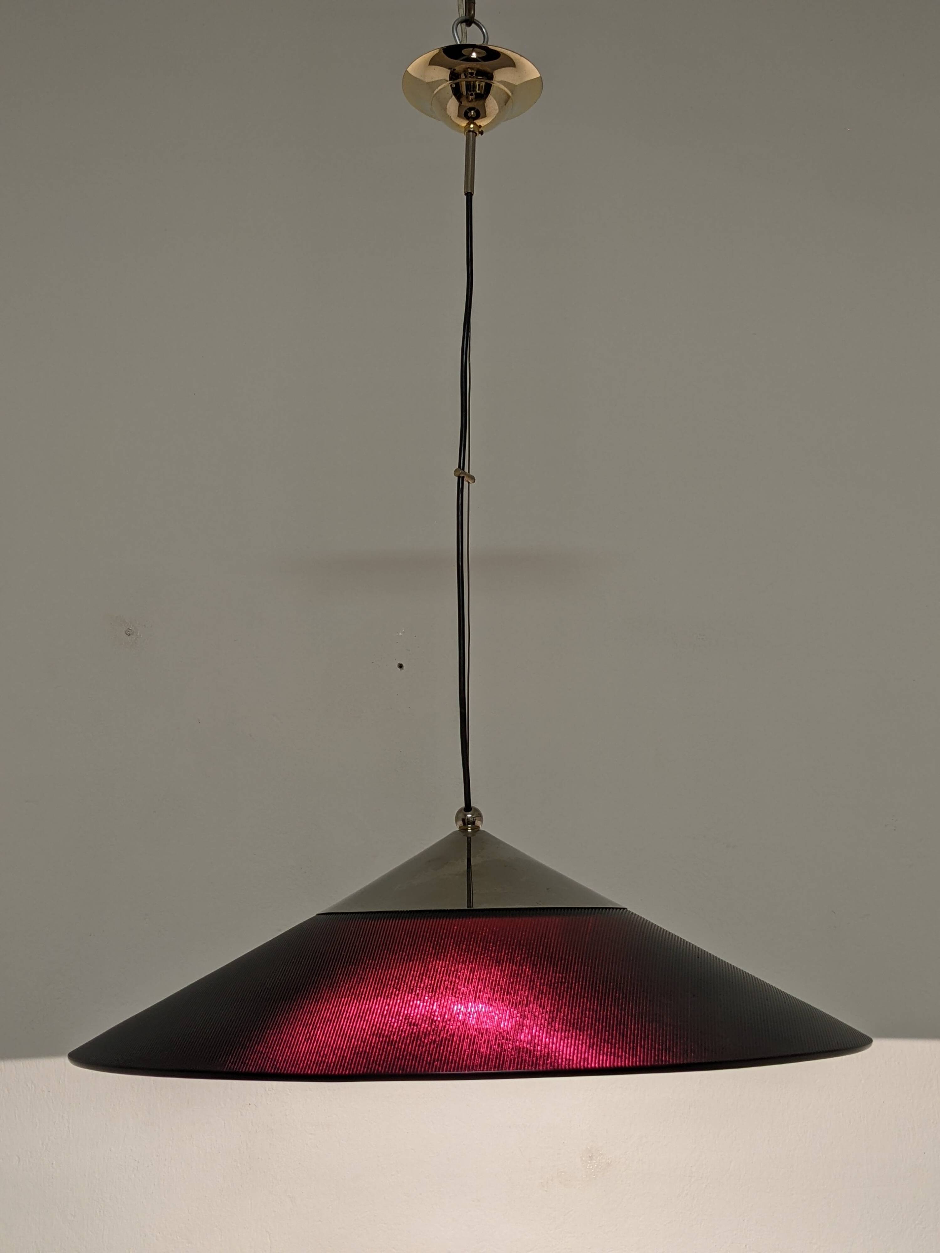 XXL black marmorite saucer suspension, Italy circa 1970.