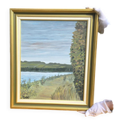 Peinture à l'huile du paysage de la Seine en France