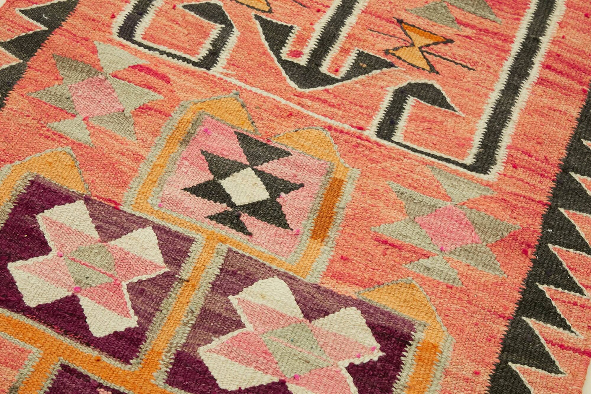 Turkish Handwoven Vintage Herki Kilim 92 cm x 335 cm
