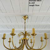 Brass and chrome pineapple chandelier, 1970s