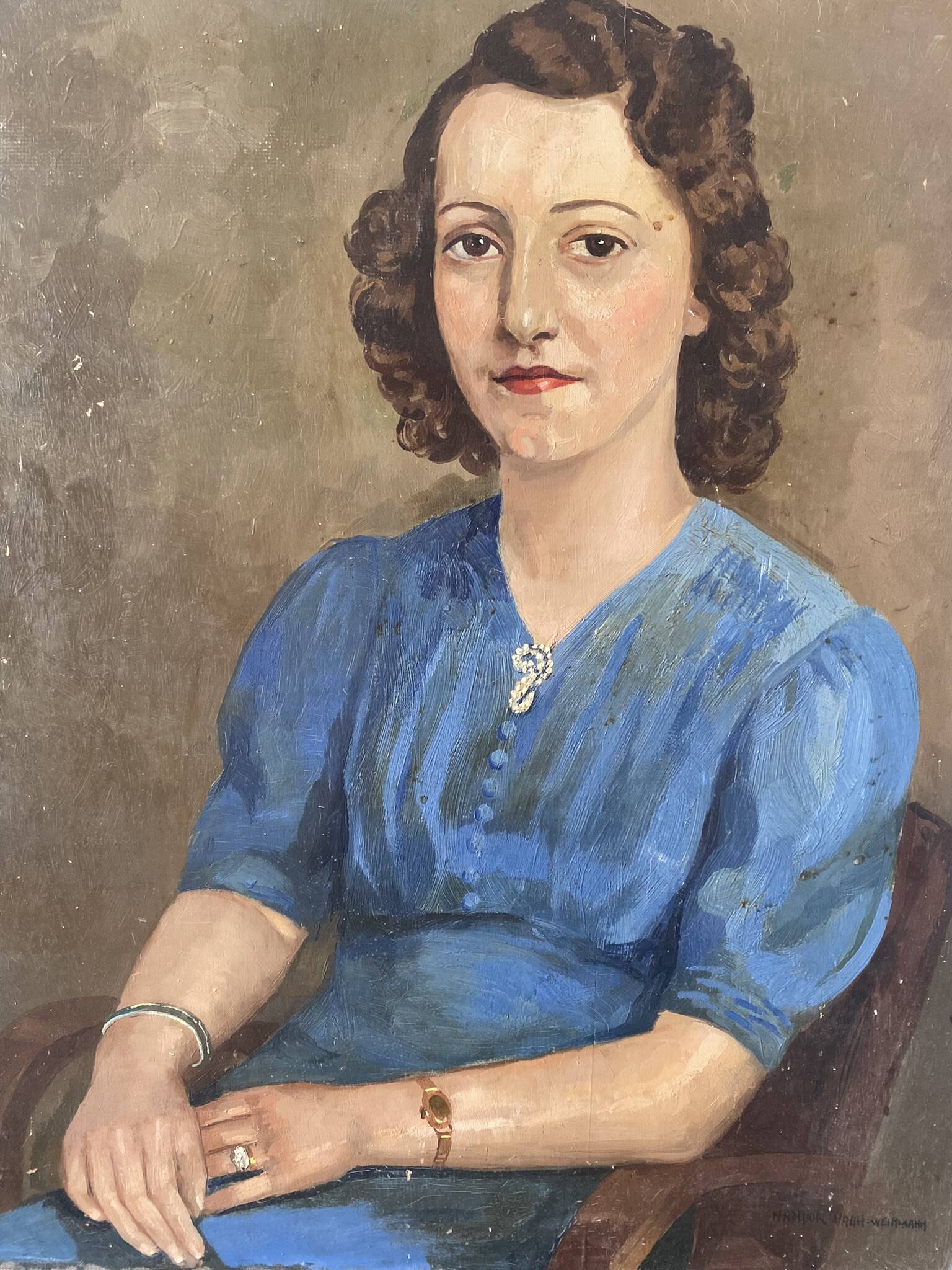 Signed portrait of a woman