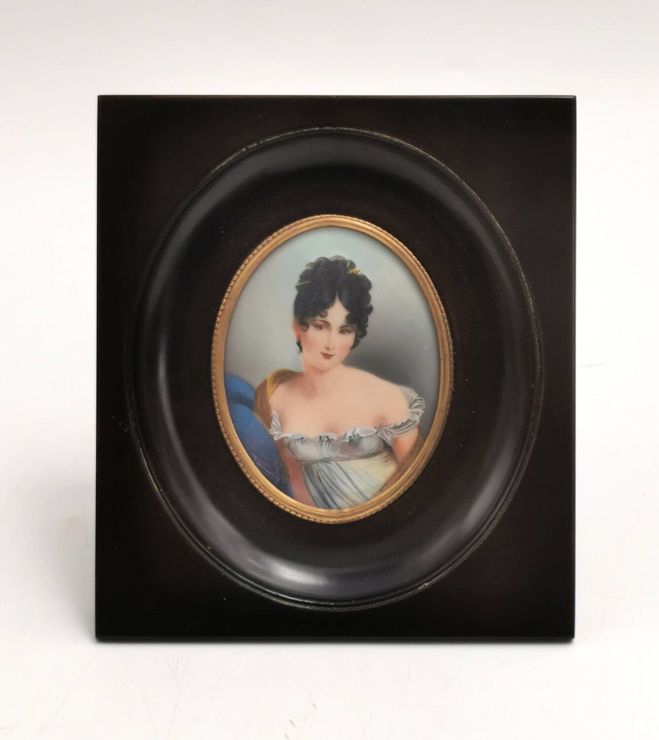 Old portrait painting Miniature Mrs. Récamier