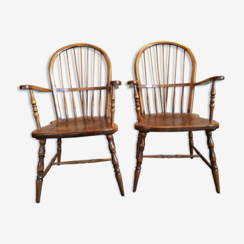 Paire de fauteuils anglais en bois