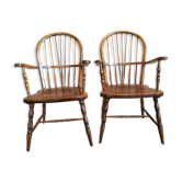Pair of English wood armchairs