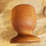 Coquetier en bois et cache-oeuf en paille