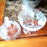 Cut crystal candy or sugar bowl on a stand