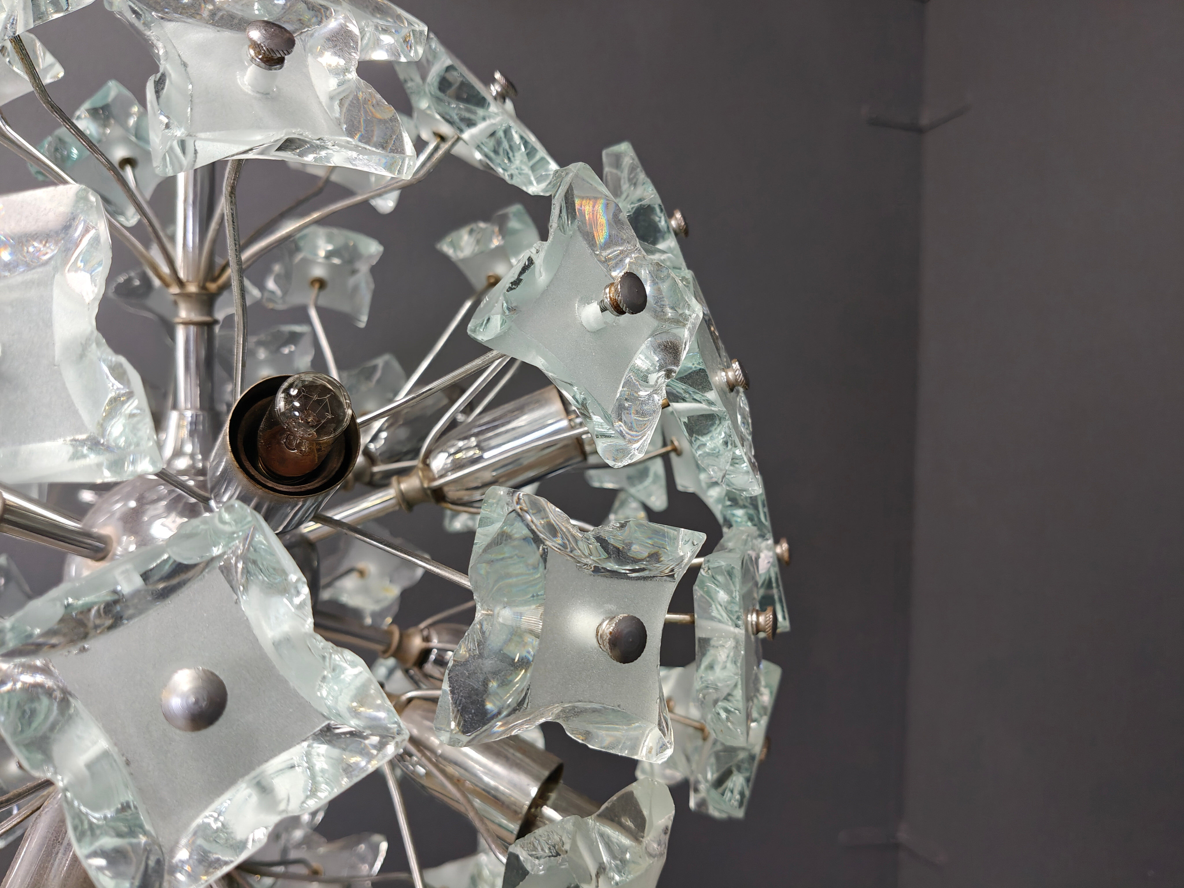 Mid-century glass sputnik chandelier, 1970s