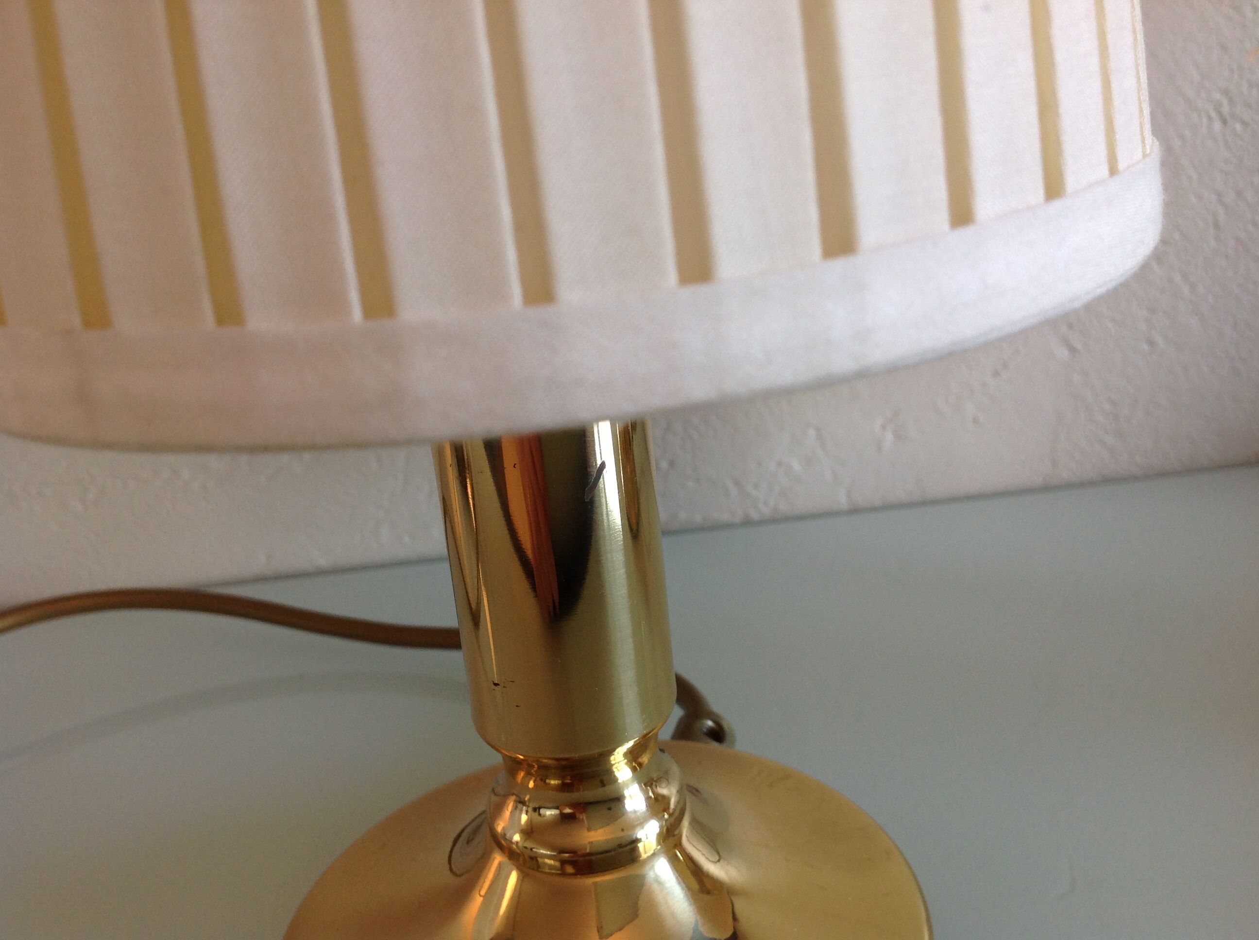 Pair of bedside lamps in golden metal and lampshade creme / vintage years 60-70