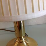 Pair of bedside lamps in golden metal and lampshade creme / vintage years 60-70