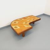 Barrois vintage shell-patterned comma coffee table in wood and ceramic.