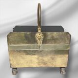 Vintage French fireplace basket for wood