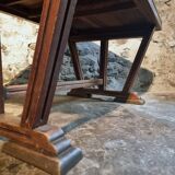 French vintage table in solid oak, Arts & Crafts style, 1930s–1940s.