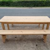 Set farmhouse table and 2 benches