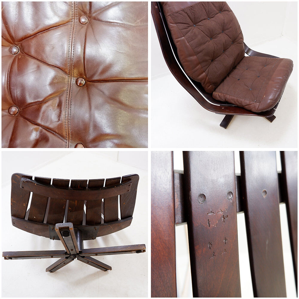 Vintage swivel armchair 1970 by Hans Brattrud for Hove Möbler